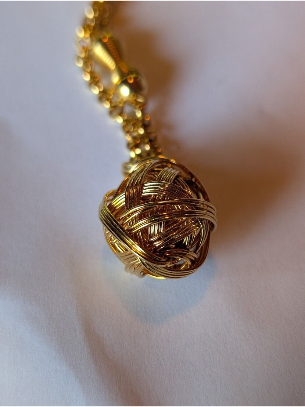 Monet Gold Woven Orb Pendant Necklace - Picture 5 of 6